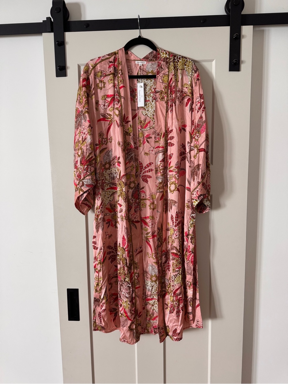 Poupette St. Barth Pink Floral Kimono Robe